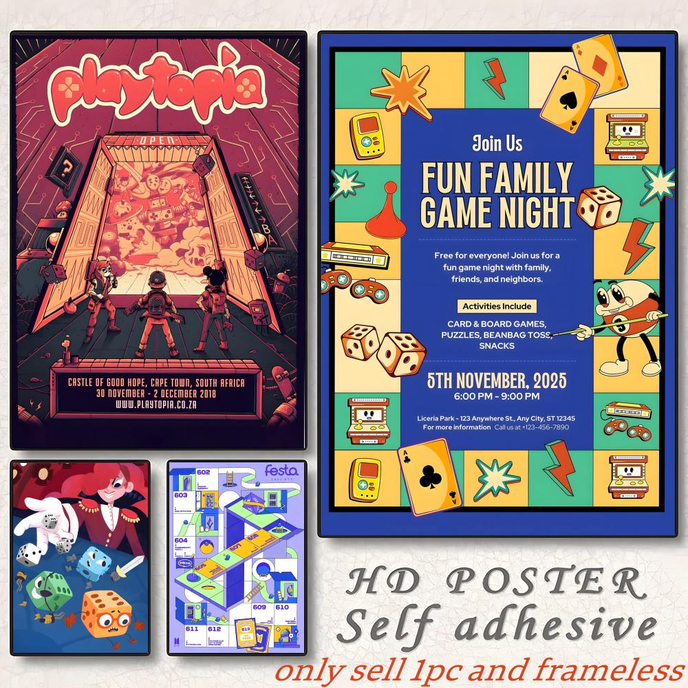 Board Game Film - ベルリンブレットシュピールコンボードゲームポスターポスター絵画プリント壁アート画像フィルムルームホームバーカフェ装飾ホーム壁画