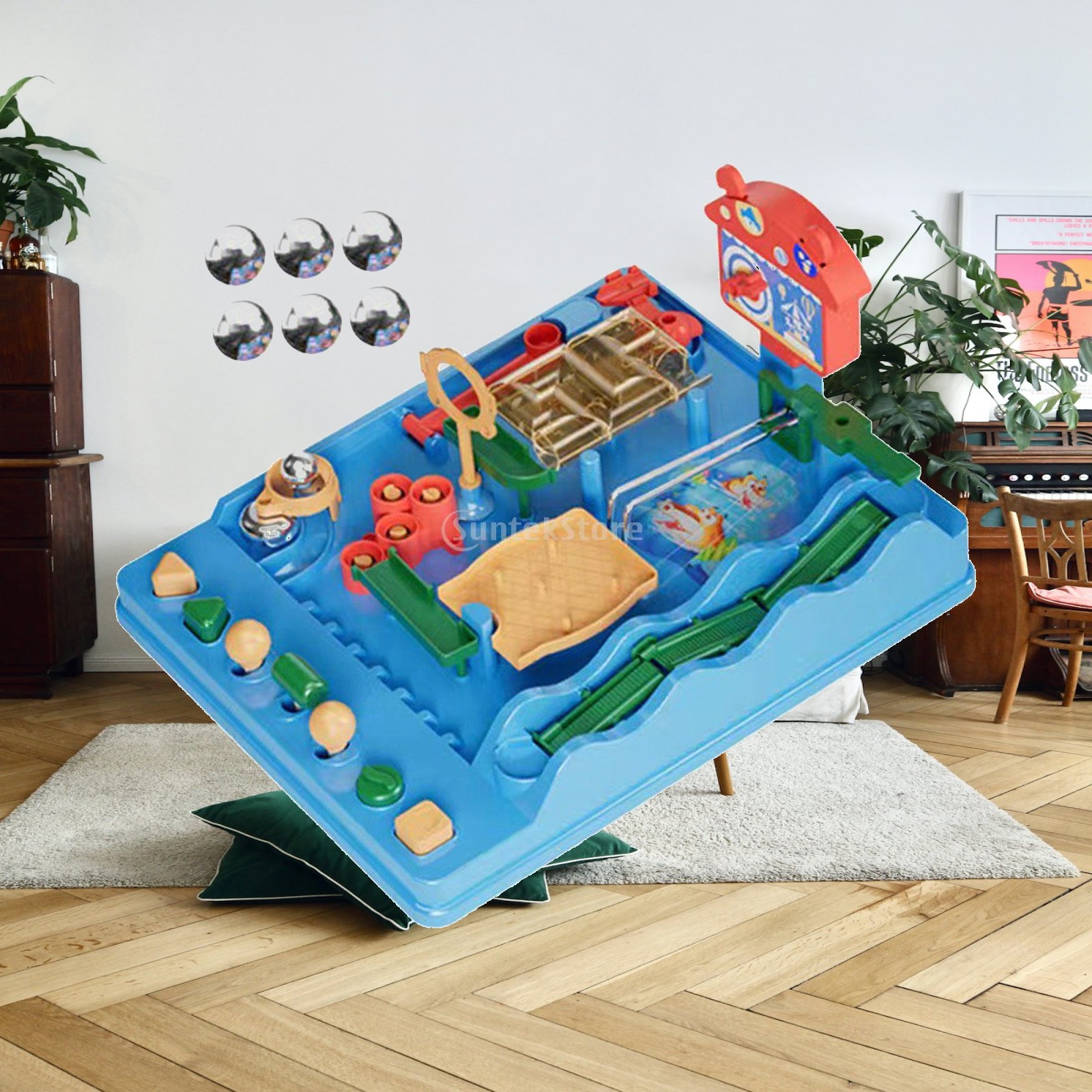Board Game Race Track - クラシックマーブルトラック モータースキル向上 モンテッソーリ学習 STEM玩具 パズルボード ファミリーゲーム