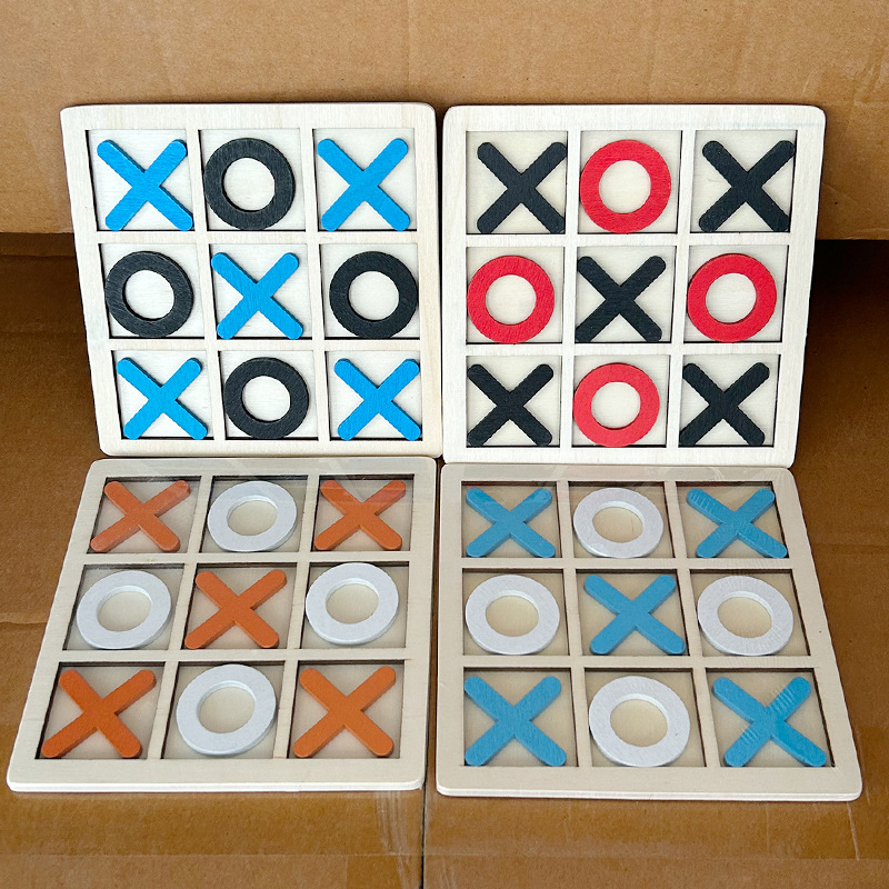 Board Game Template - 5個入り 木製三目並べゲーム 認知症活動 アルツハイマー病 高齢者向け パズルテンプレート付き