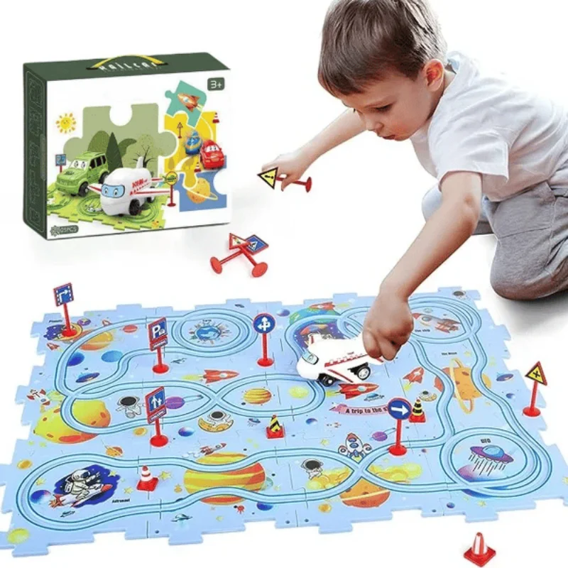 Board Game Race Track - 子供のための電気レーシングパズル,教育用トラック,レールスロット,ロジックボードゲーム