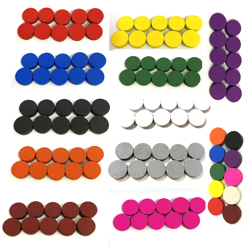 Board Game Quiz - 50 個 15*5 ミリメートル 11 色木製ディスクディスクポーンゲームピースカラフルなチェストーク用ボードゲームアクセサリー