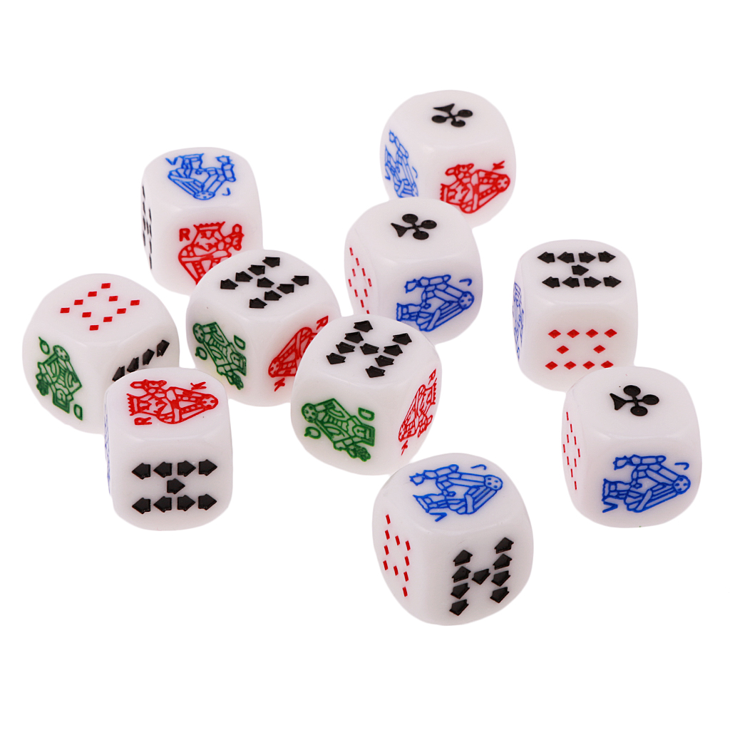 Board Game Recommendation - カジノ用の12mm/0.47インチのアクリル6面ポーカーカード,楽しい家族のパブゲームのサイコロ,10個