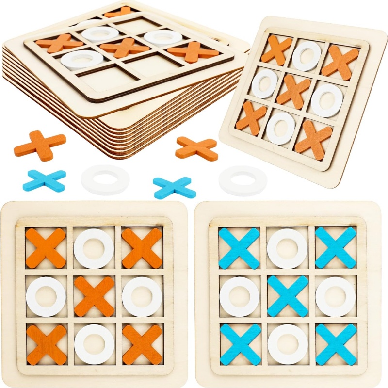 Board Game Template - 木製三目並べゲーム パズルテンプレート XO テーブル チェスボードゲーム 子供用