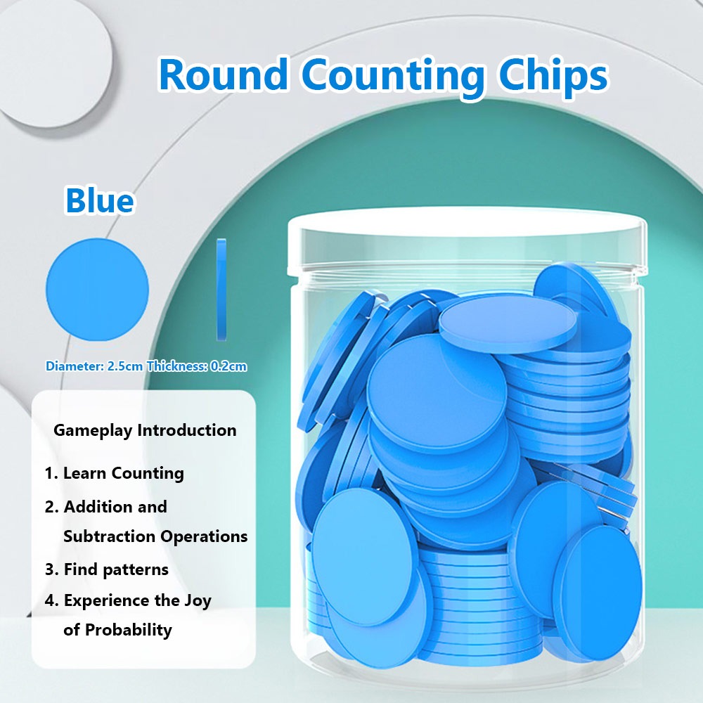 Board Game Quiz - 100 個のプラスチック製カウンティングチップ加算減算操作ボードゲームトークンカウンティングおもちゃ色付きラウンド教育ツール