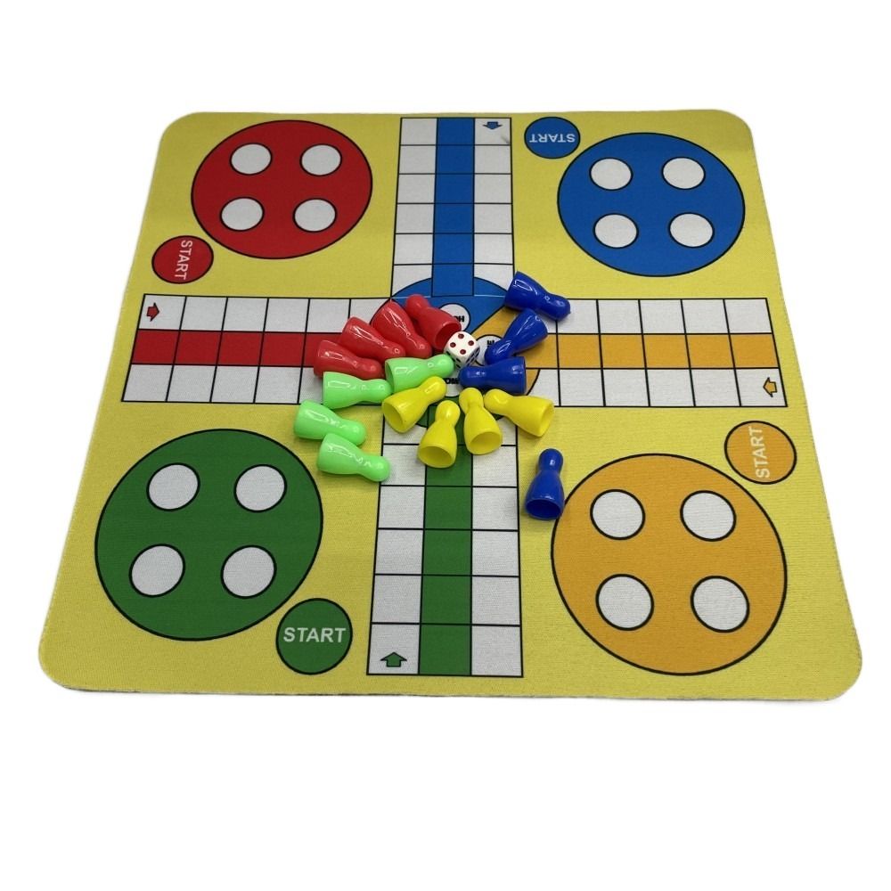 Board Game Ludo - 家族向けマウスパッド付きフライングチェス折りたたみ式ロールアップ多色ルードチェスセット学習用24cmチェス盤ボードゲーム