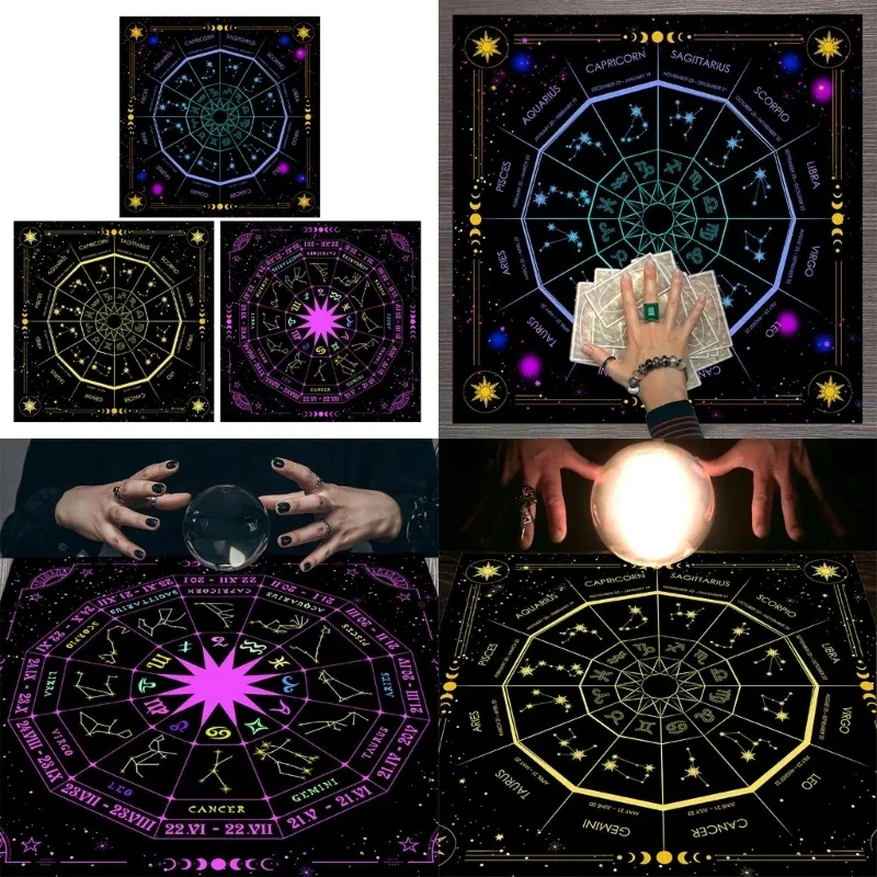 Board Game Film - 正方形のフランネルタロット,占星術のオラクルパッド,テーブルカバー,占いのテーブルクロス,50 cm, 60 cm, 75cm