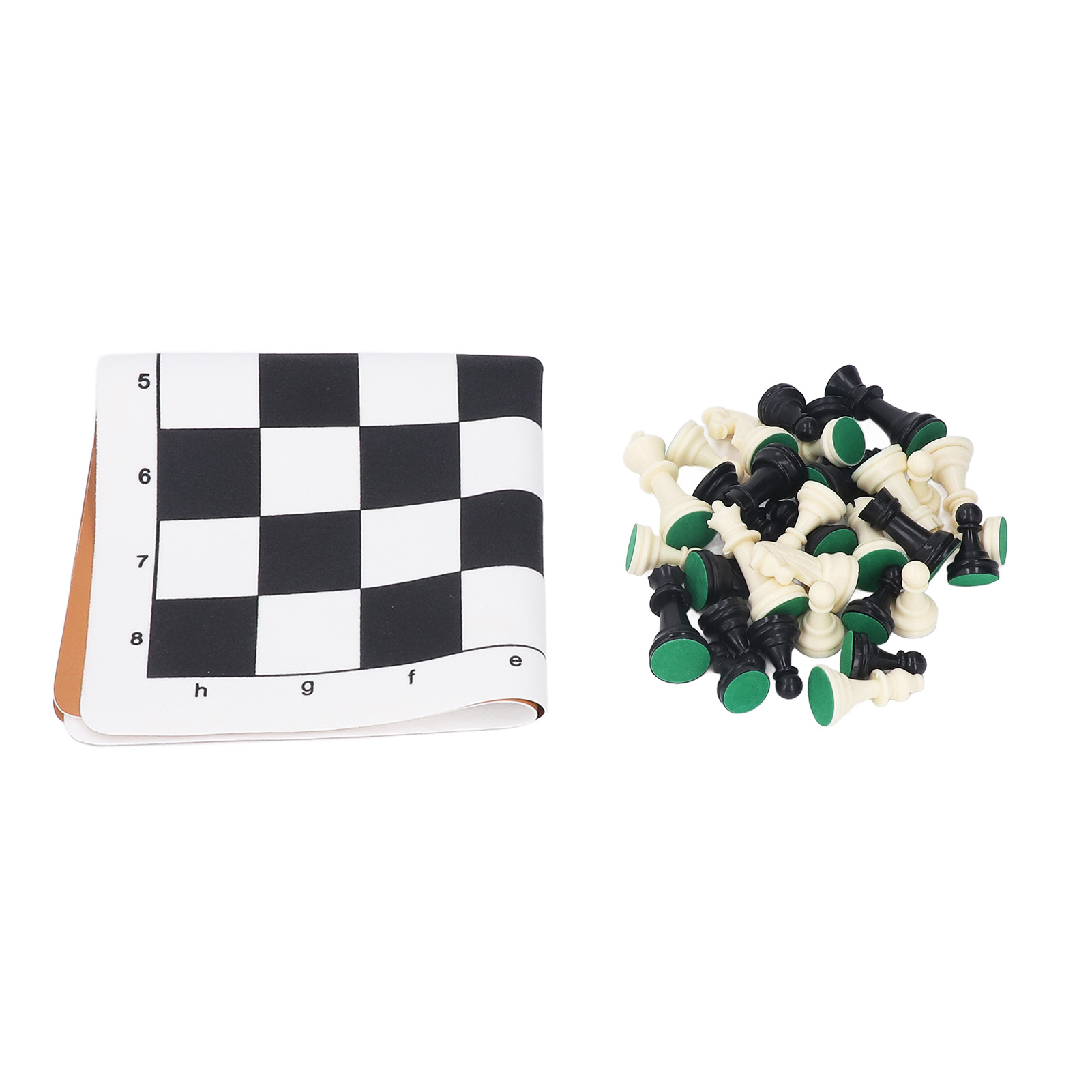 Board Game Vantage - テーブルゲーム用の国際チェスセット、プラスチック製のチェスピース、PUレザーのチェスボード、黒と白