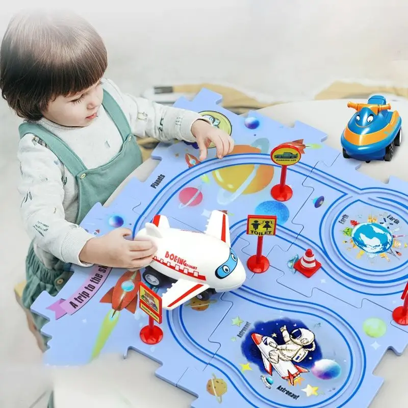 子供のための電気レーシングパズル,教育用トラック,レールスロ - Board Game Race Track のレビューと価格