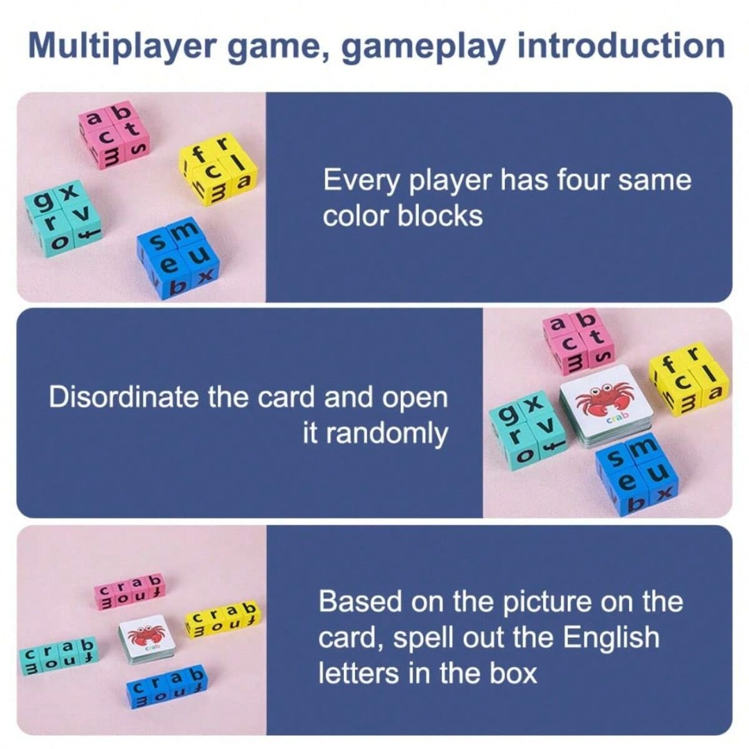 子供用アルファベットスペルボードゲーム、16文字ブロック+4 - Board Game Idea のレビューと価格