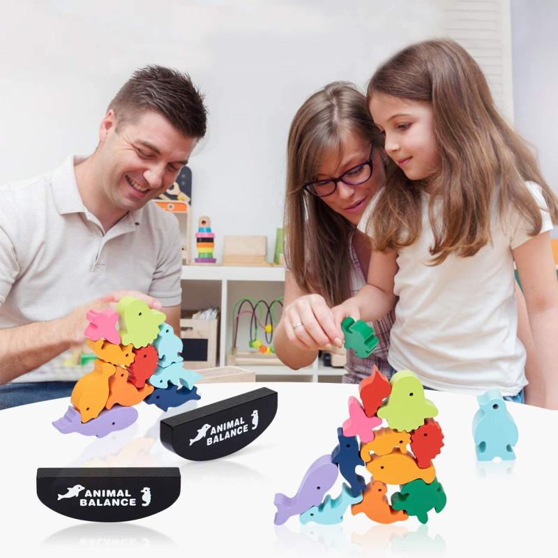 子供のための木製モンテッソーリ教育バランスブロック,恐竜のお - Board Game Idea のレビューと価格