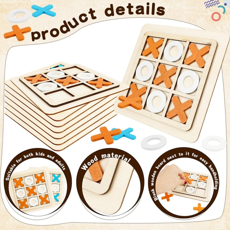 木製三目並べゲーム パズルテンプレート XO テーブル チェ - Board Game Template のレビューと価格