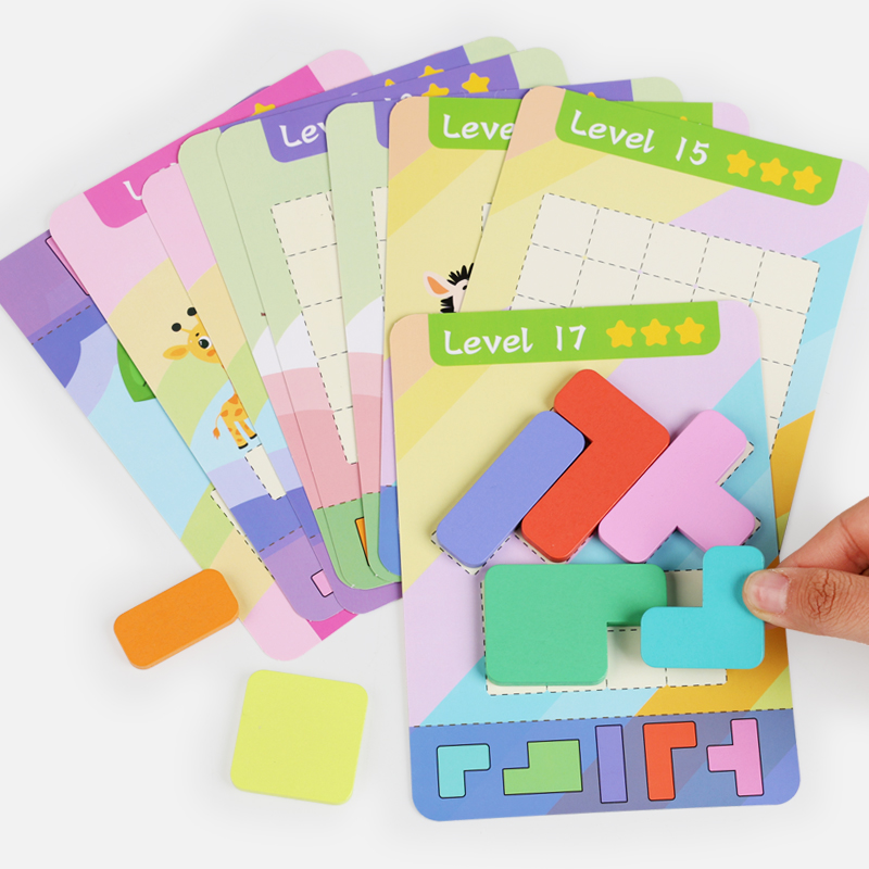 木製教育パズルおもちゃ、木製7色の積み木&9つの両面チャレン - Board Game Quiz のレビューと価格