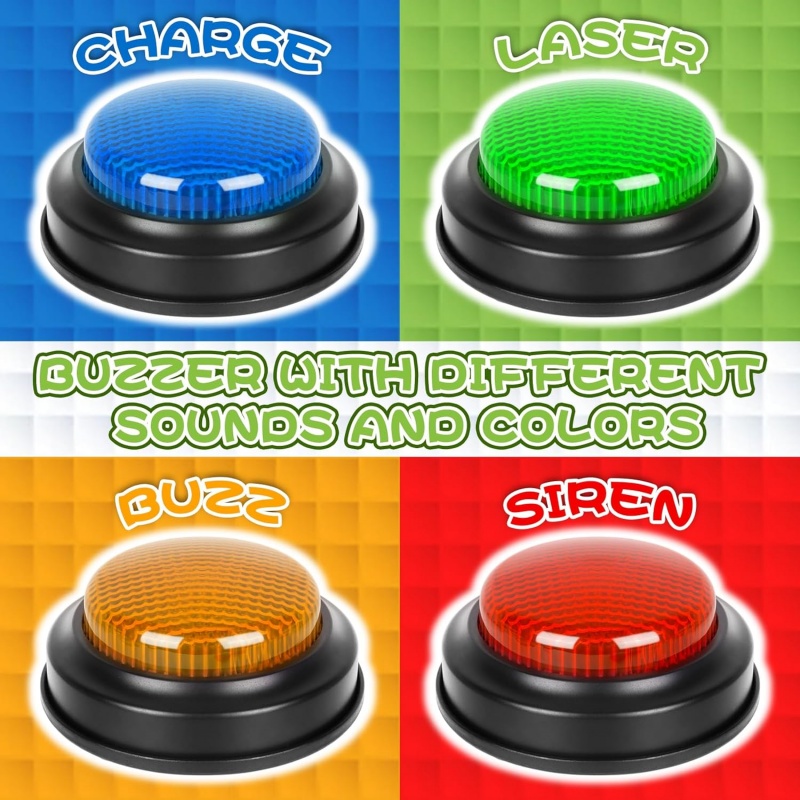 電子クイズブザー 4 個セット LED ライト付きクイック応 - Board Game Quiz のレビューと価格