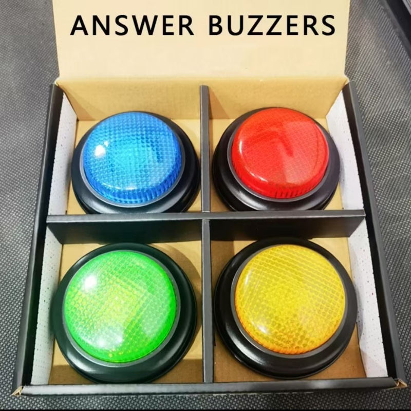 電子クイズブザー 4 個セット LED ライト付きクイック応 - Board Game Quiz のレビューと価格